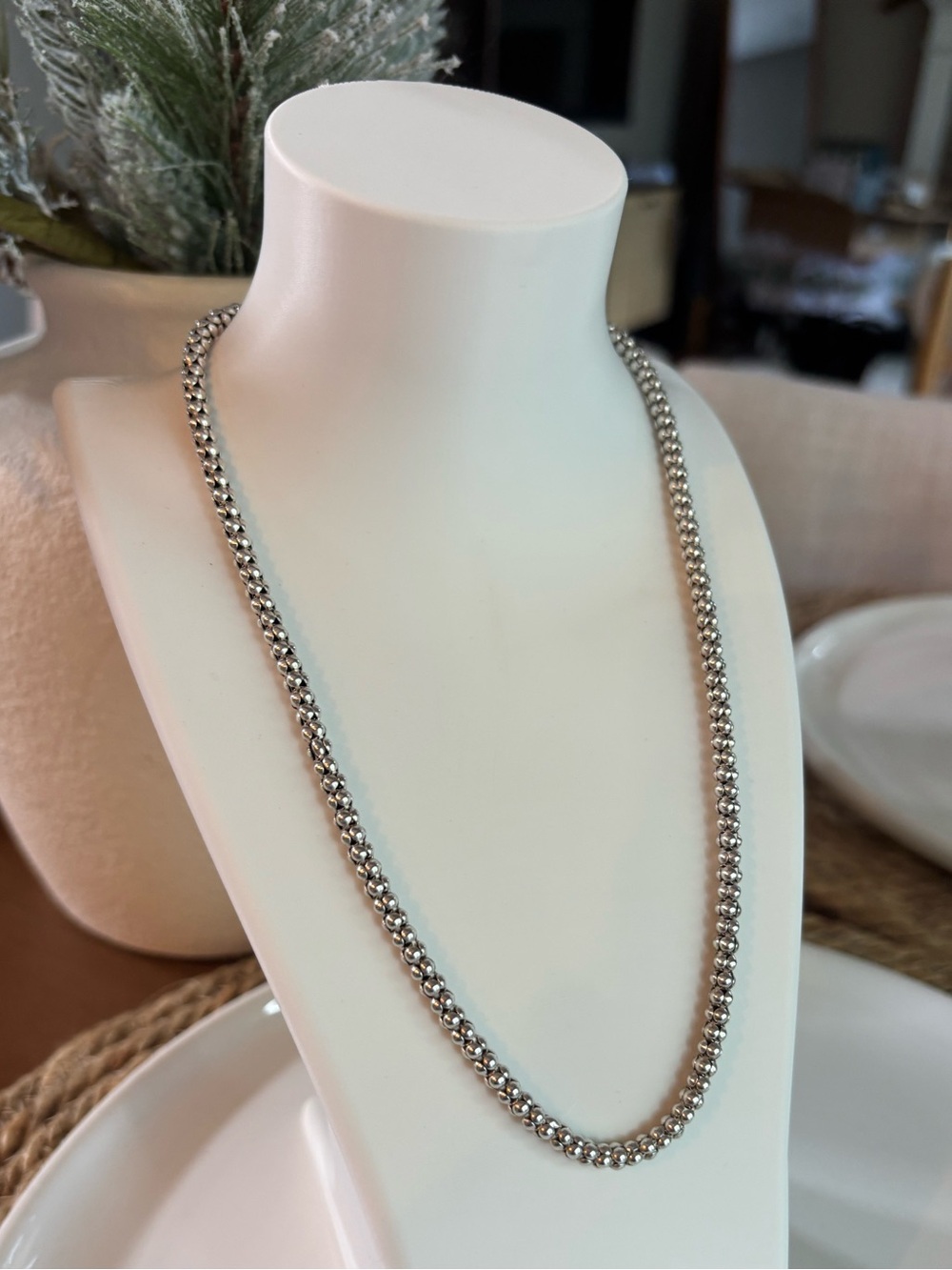 Silpada 925 Sterling Silver Popcorn Chain Necklace 17” Textured Beaded 11.23g
